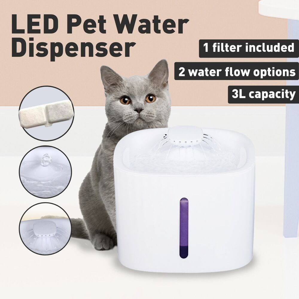 Pet Water Fountain Dispenser LED USB