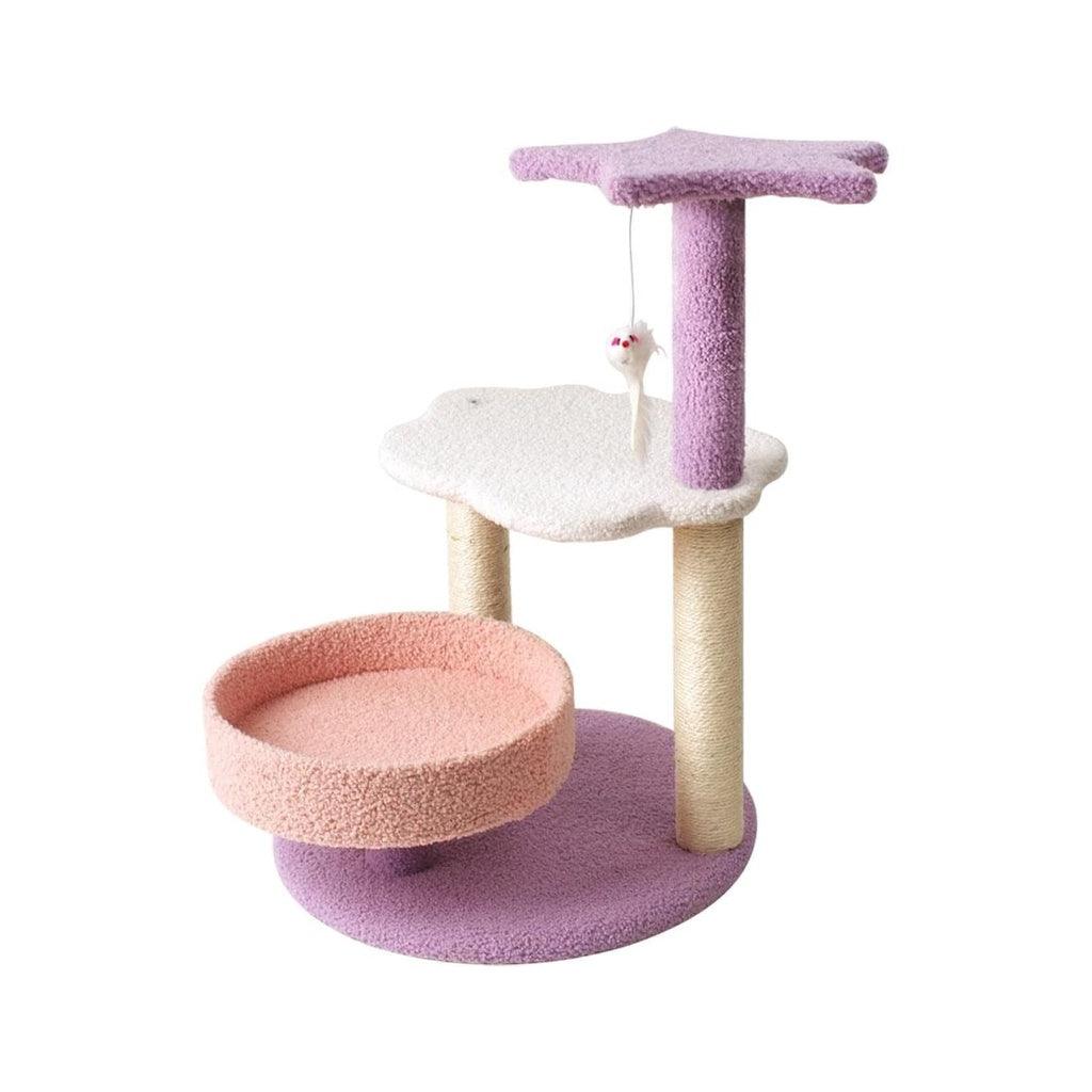 61cm Galaxy Plush Scratching Post Cat Tree Pink Purple