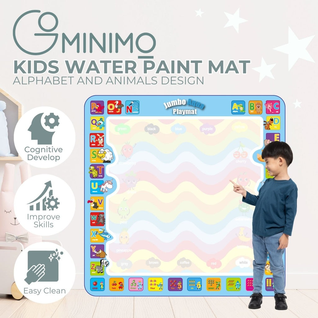 Kids Water Paint Mat with Alphabet and Animals Design (1m x 1m)