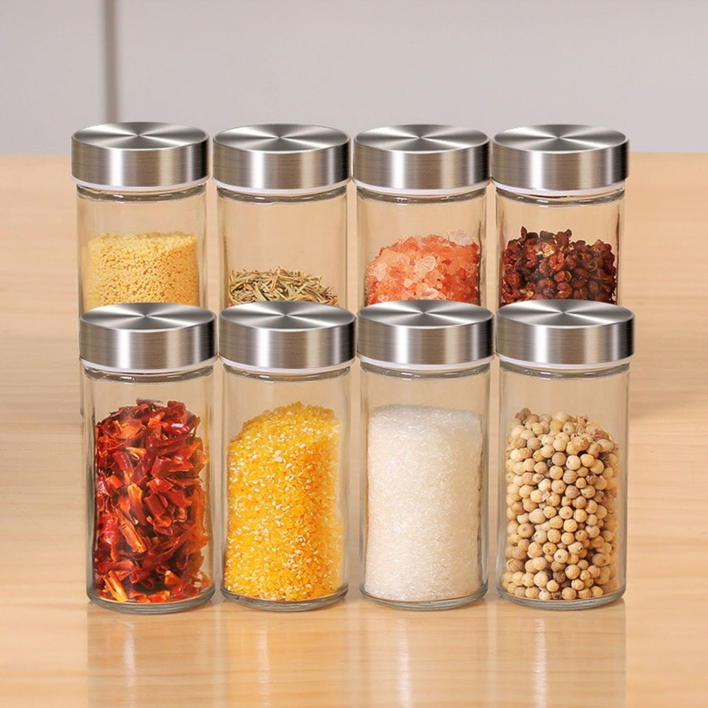 Quadrate Rotating Spice Rack Organizer (20 Jars) with Label Sticker and Silicone Funnel