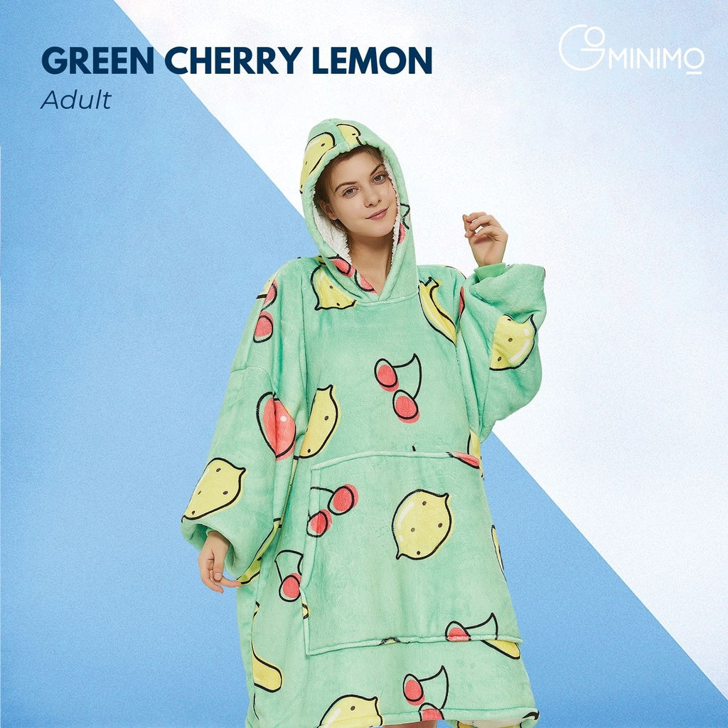Hoodie Blanket Green Cherry Lemon Design
