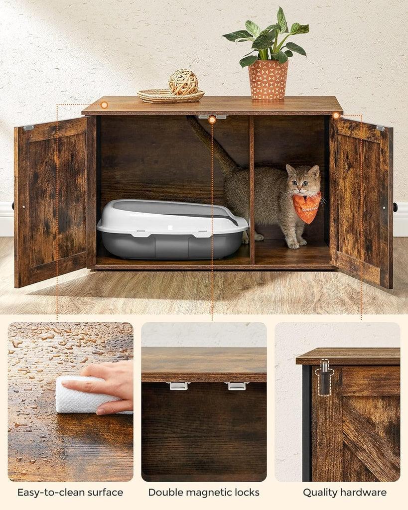 Cat Litter Box with Removable Divider Table Vintage Brown