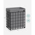 Laundry Hamper 90L Metal Wire Frame Black and Gray LCB190G01