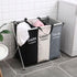 135L Foldable Laundry Cloth Hamper with 3 Sections White + Grey + Black