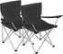 Set of 2 Folding Camping Outdoor Chairs with Armrests and Cup Holders Black GCB01BK