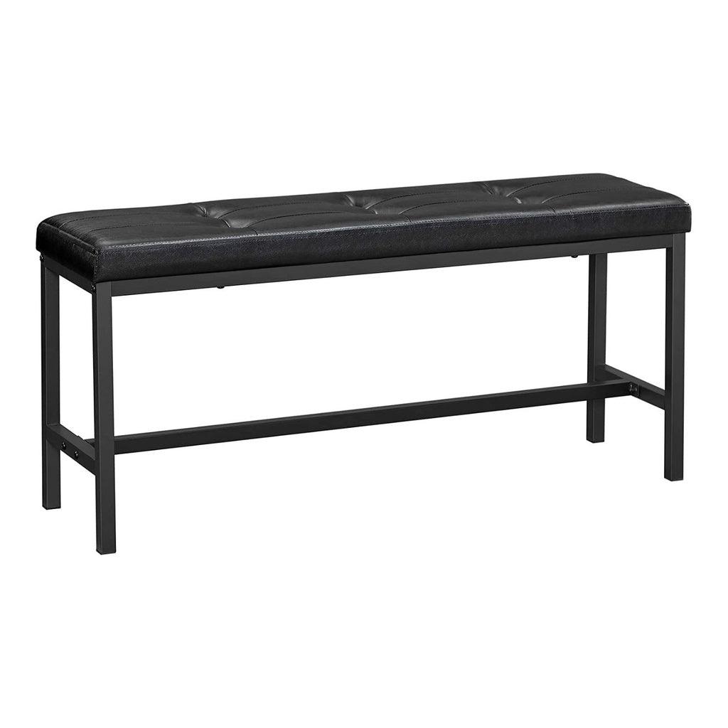 Dining Table Bench with PU Leather Padded Seat Steel Frame Black