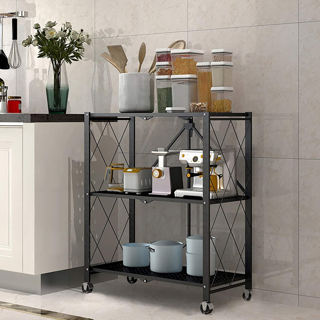 Foldable Storage Shelf 3 Tier (Black)