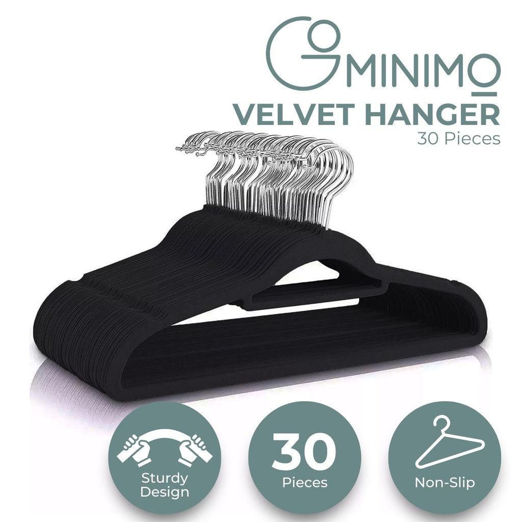 30 Pack of Non-Slip Velvet Suit Hangers with Tie Organisers (Black)