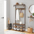 ALINRU Coat Rack 3-in-1 Hall Tree Rustic Brown and Bronze