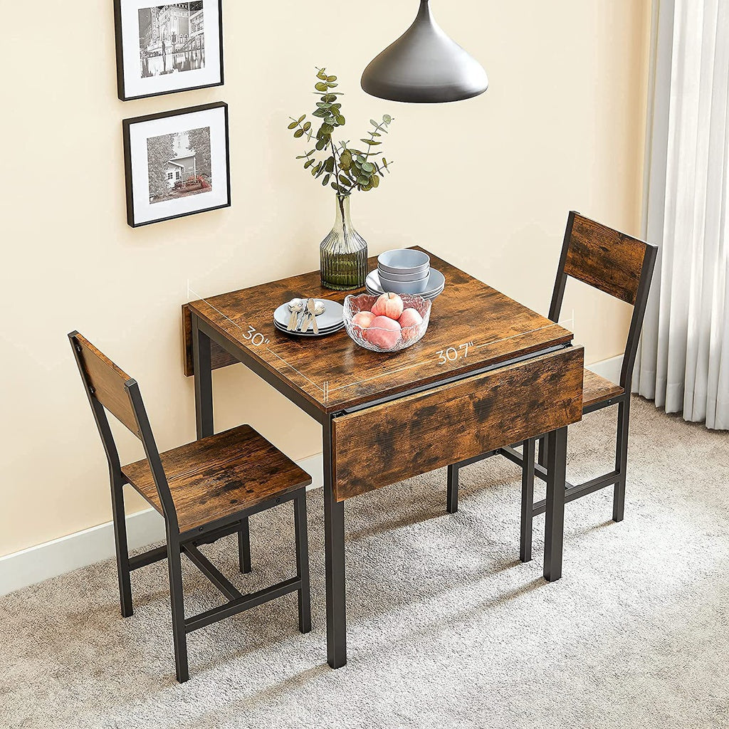 Folding Dining Table Drop Leaf Extendable Brown