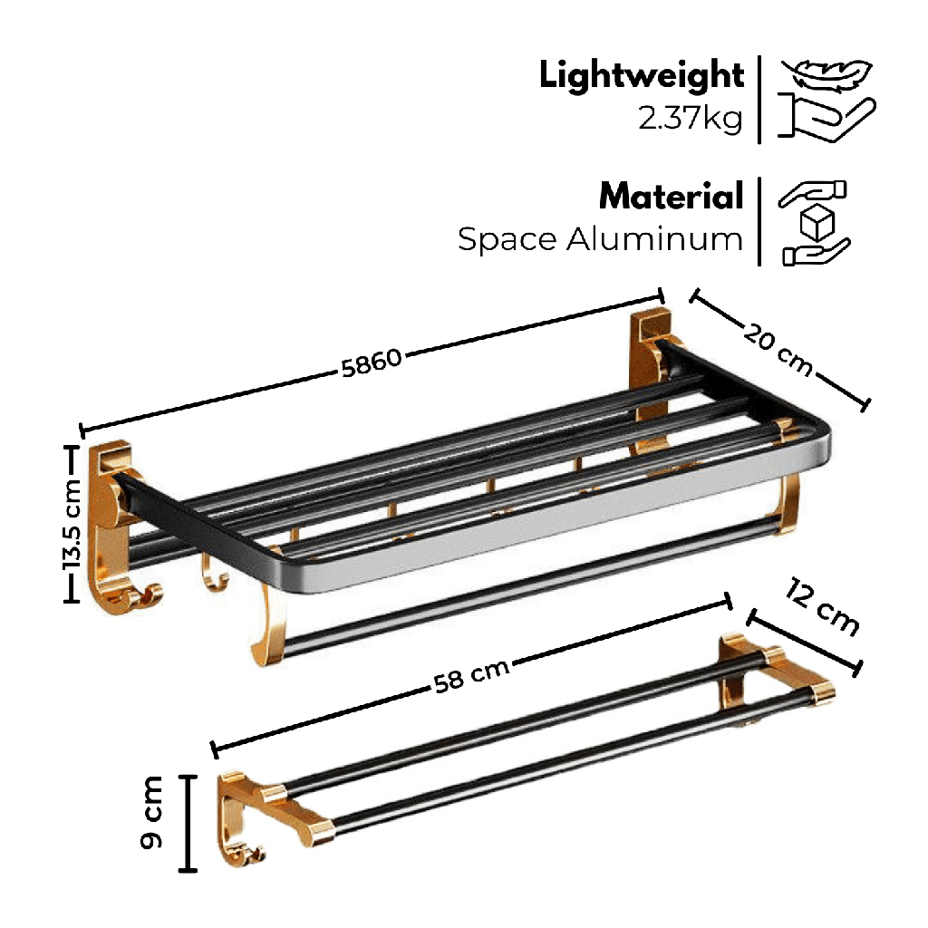 Gominimo Bathroom Wall Mount Black Gold Accessories Set (G)