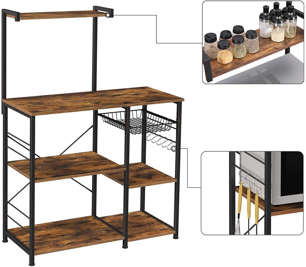 3 Tier Kitchen Storage Shelves with 6 S-Hooks