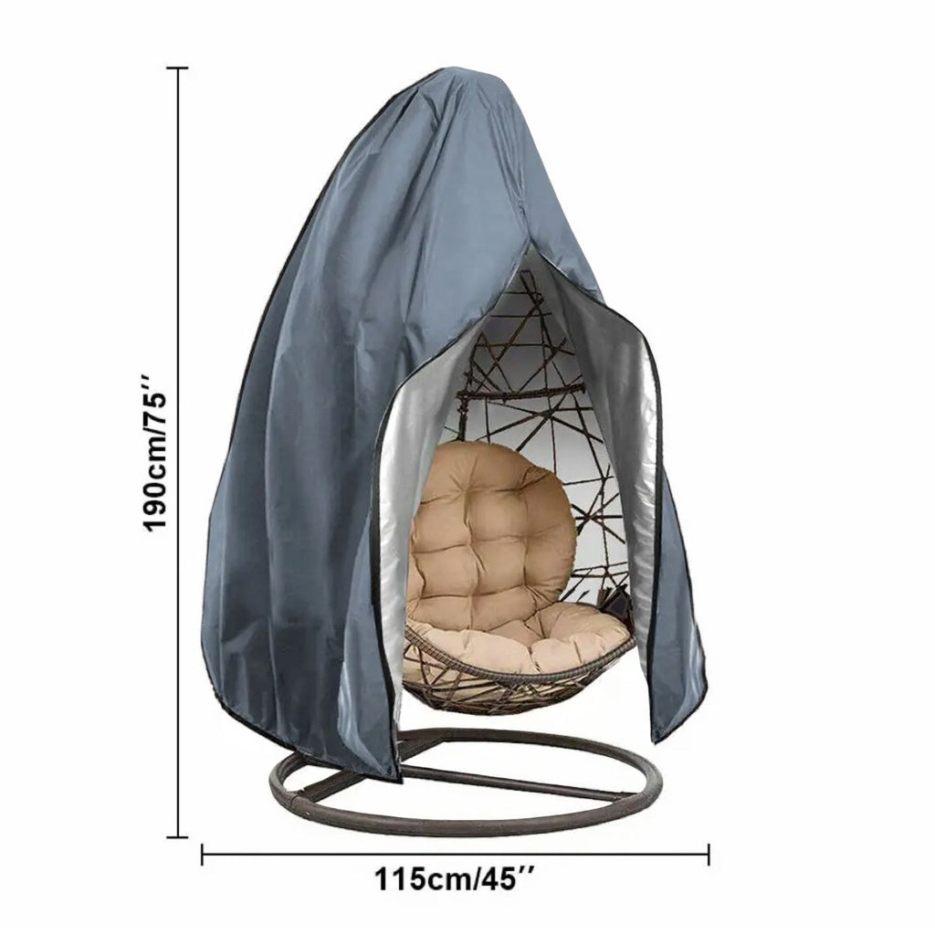 Patio Hanging Chair Cover with Zipper - 115cm D x 190cm H (Grey) NE-HCC-101-TX