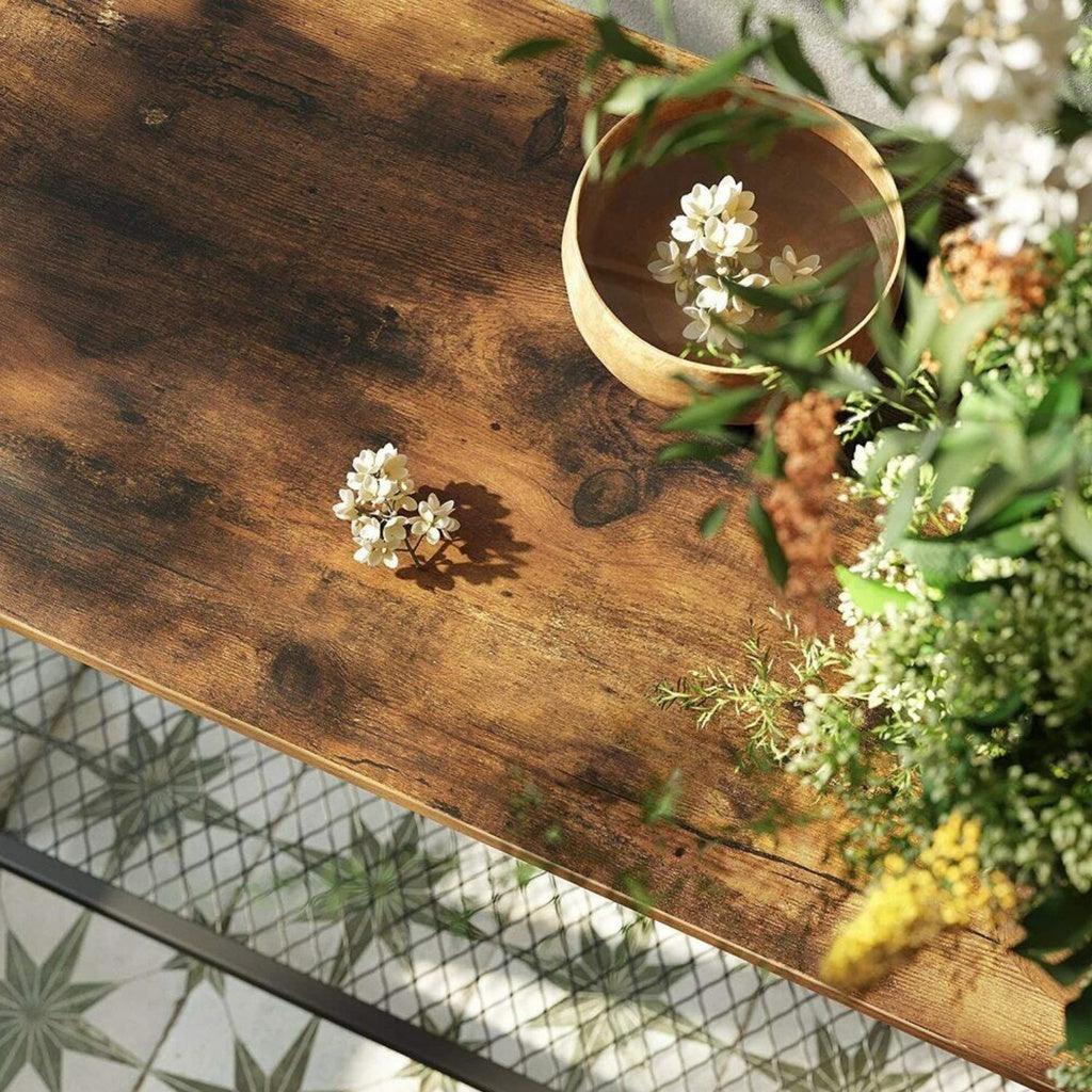 Console Table with 2 Mesh Shelves