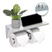 304 Stainless Steel Double Toilet Paper Roll Holder with Phone Shelf (Silver) GO-TPRH-101-FQJ