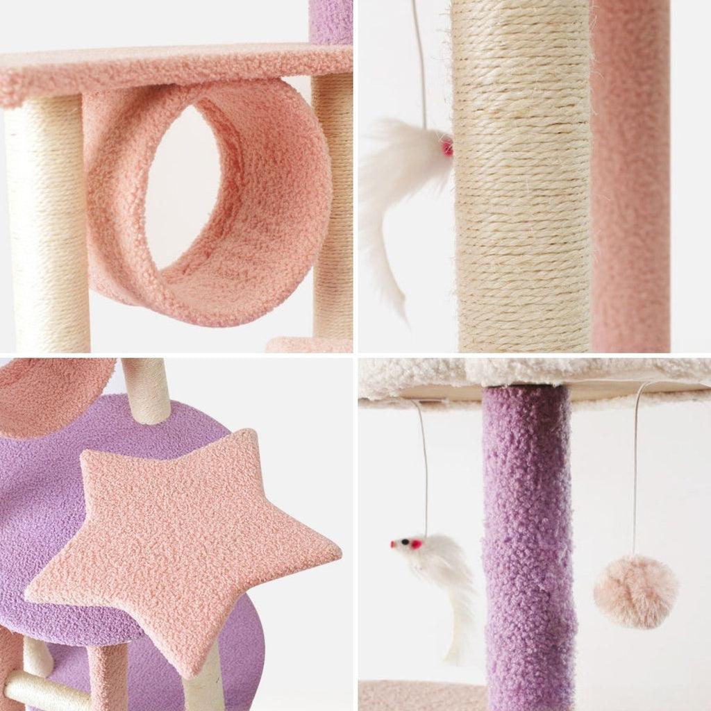 101cm Galaxy Plush Cat Condo Cat Tree Pink Purple