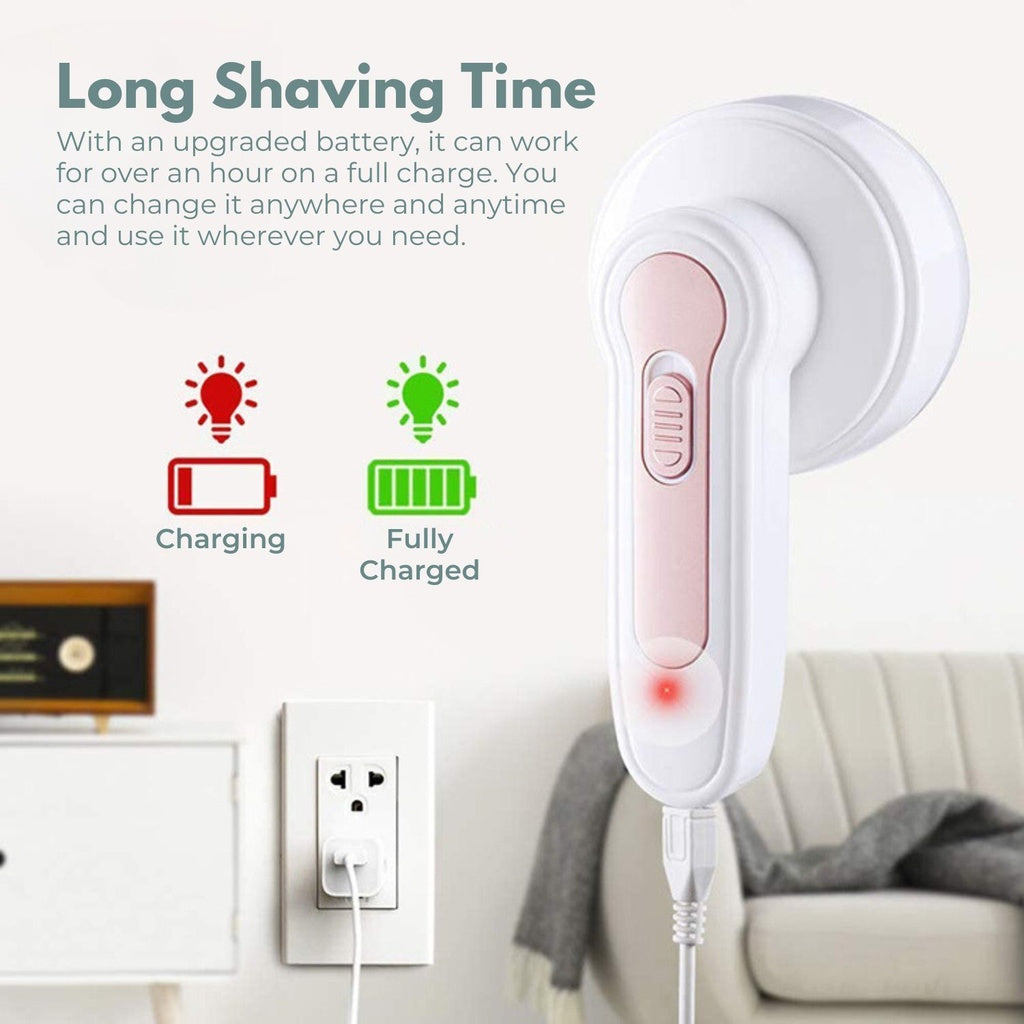 USB Rechargeable Fabric Shaver with 6 Blades Stainless Steel, White