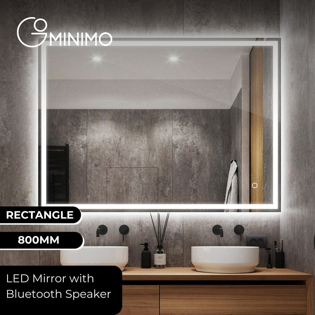 LED Mirror with Bluetooth Speaker 800mm Rectangle