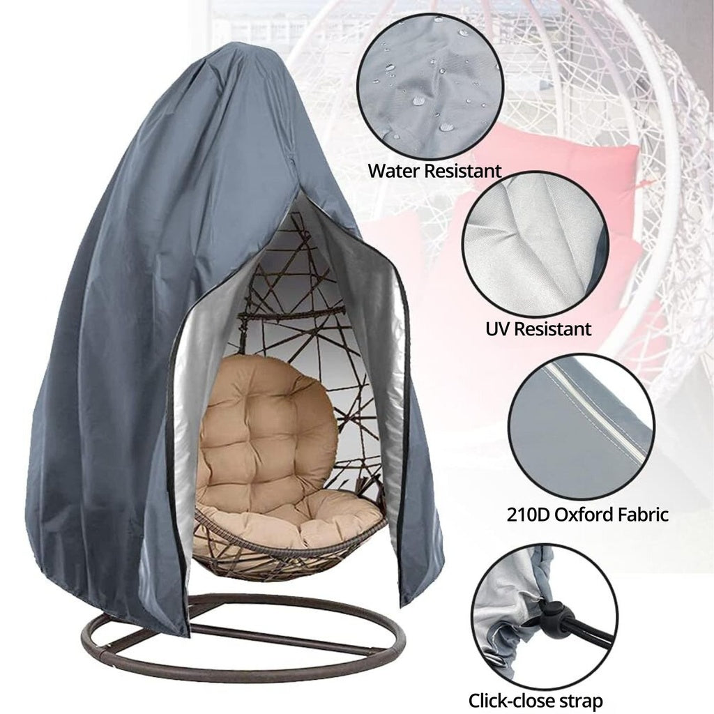 Patio Hanging Chair Cover with Zipper - 115cm D x 190cm H (Grey) NE-HCC-101-TX