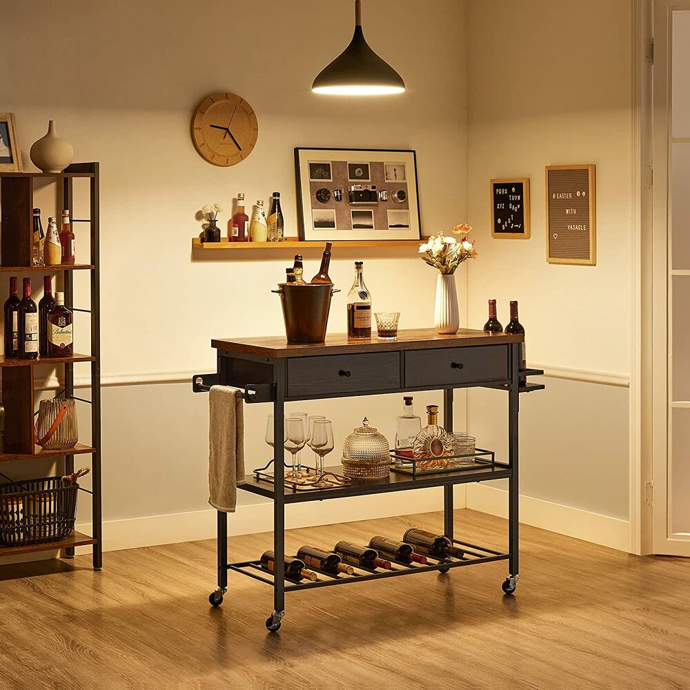 Kitchen Shelf with 3 Shelves and 2 Drawers