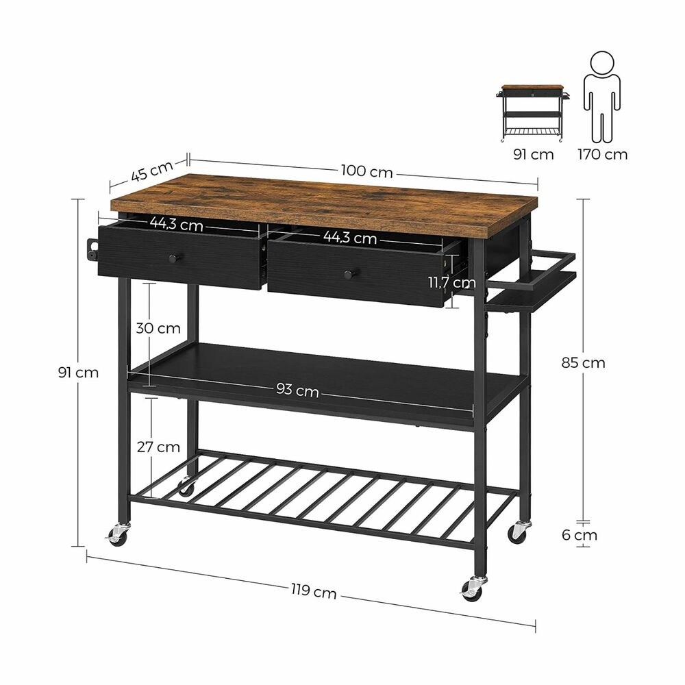 Kitchen Shelf with 3 Shelves and 2 Drawers