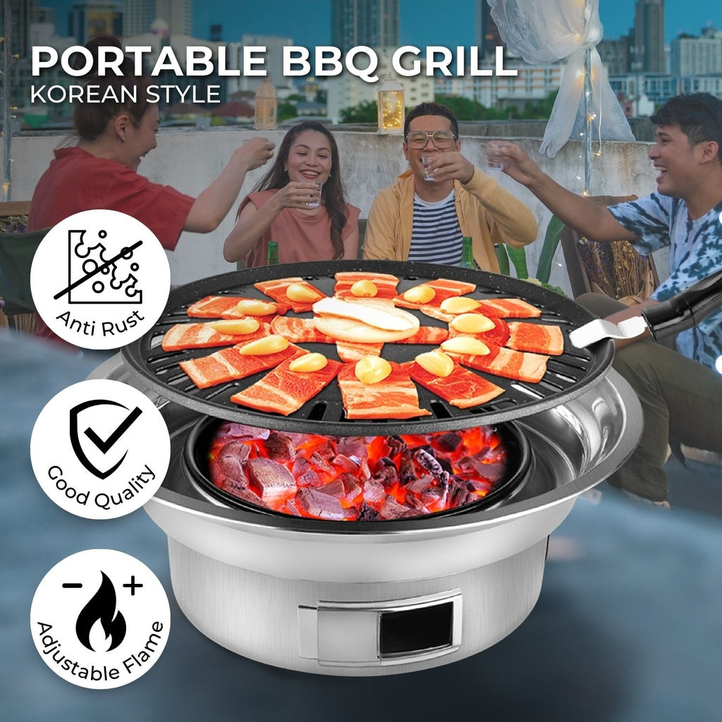 Multifunctional Camping Charcoal BBQ Grill Stove (Silver)