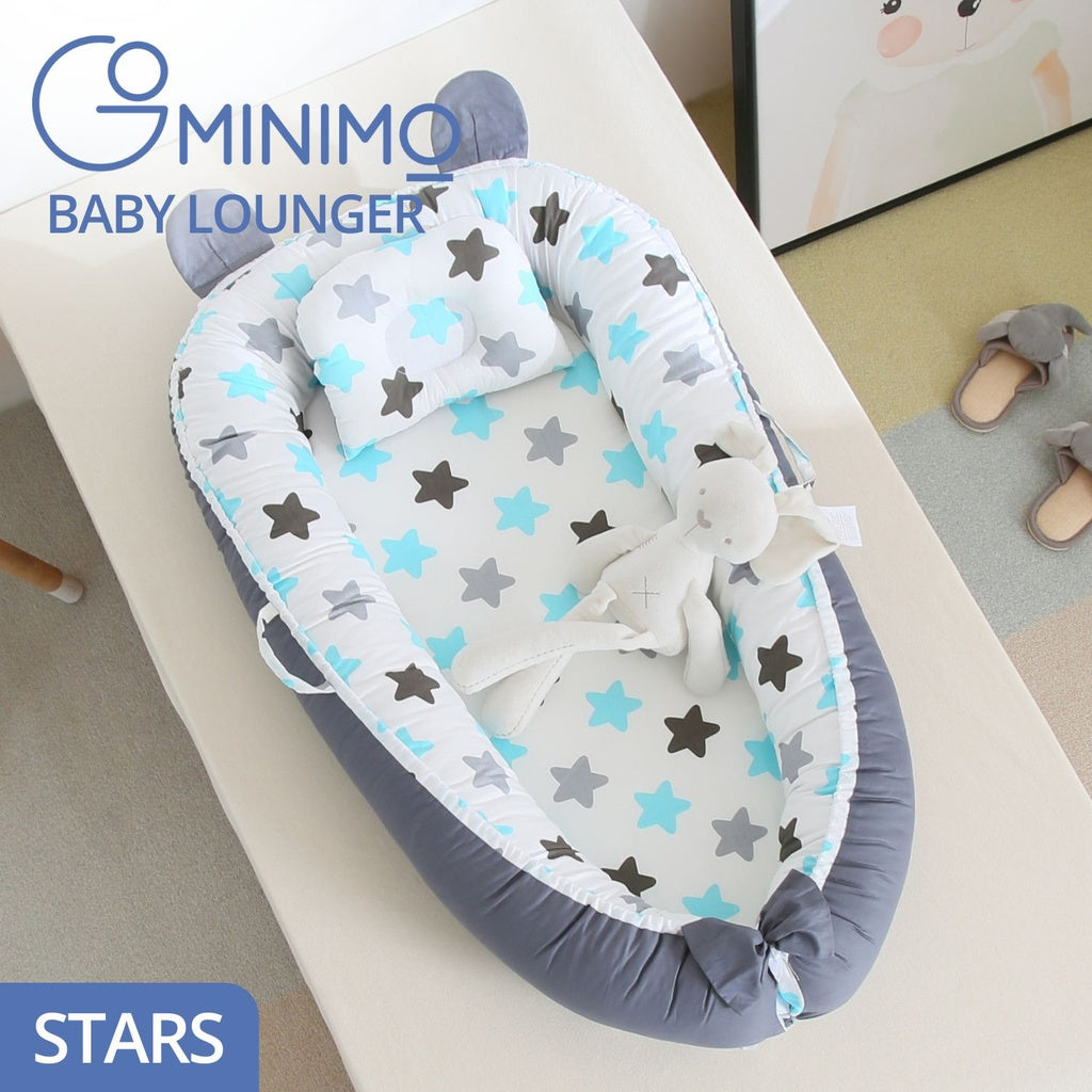 Portable Baby Lounger & Baby Nest with Pillow (Stars)