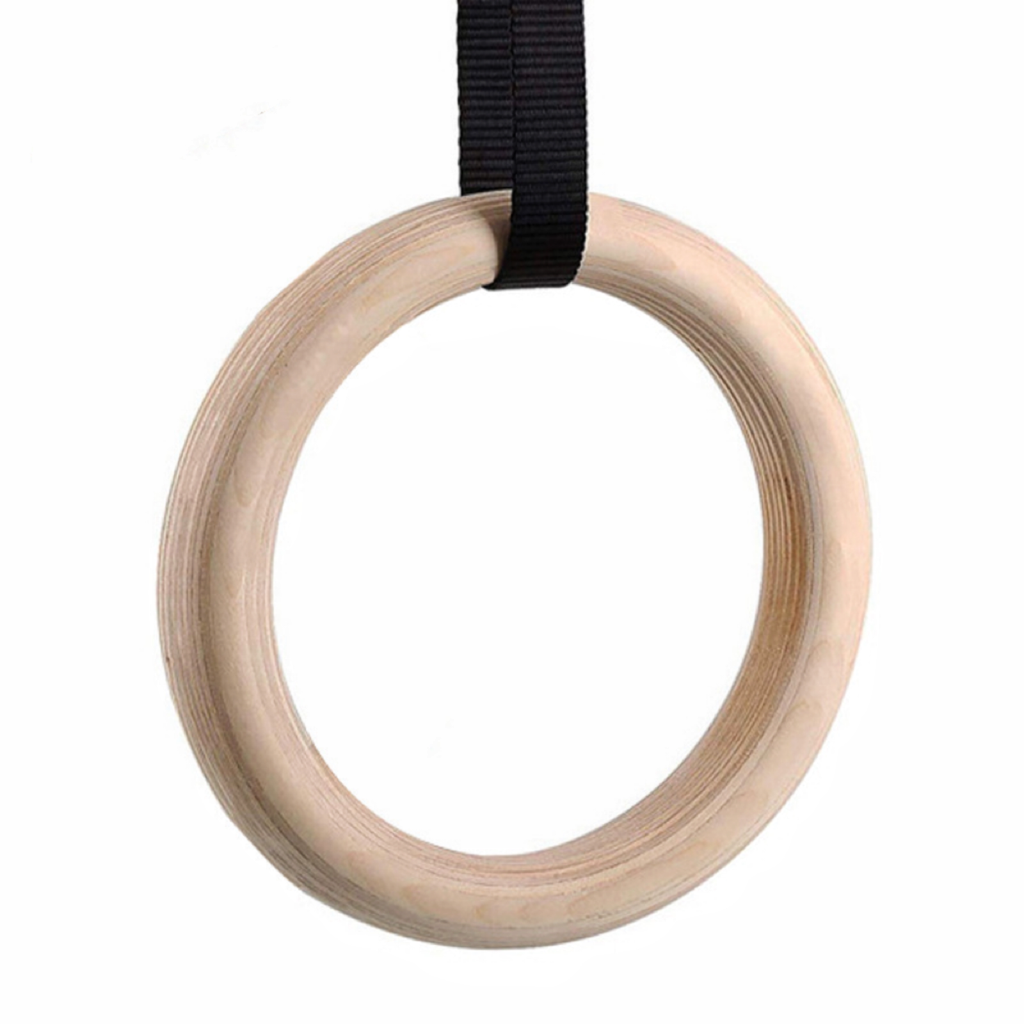 Wooden Gymnastic Rings with Adjustable Straps Heavy Duty Exercise Gym Rings (Wooden)