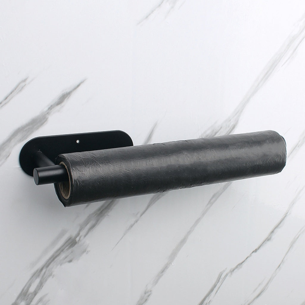 Self Adhesive or Drilling Paper Towel Holder Wall Mount (Black)