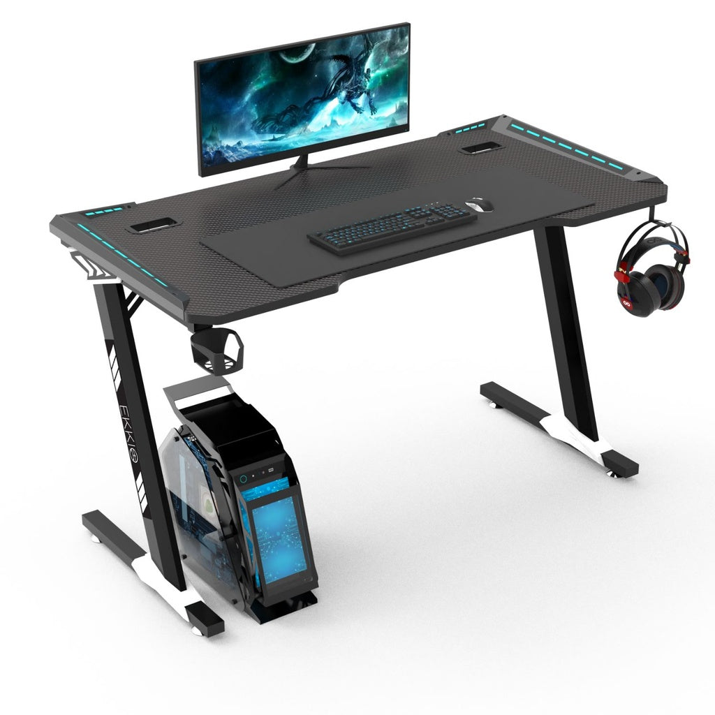 RGB Gaming Desk Z Shape Black 120cm