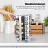 Quadrate Rotating Spice Rack Organizer (20 Jars) with Label Sticker and Silicone Funnel