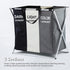 135L Foldable Laundry Cloth Hamper with 3 Sections White + Grey + Black