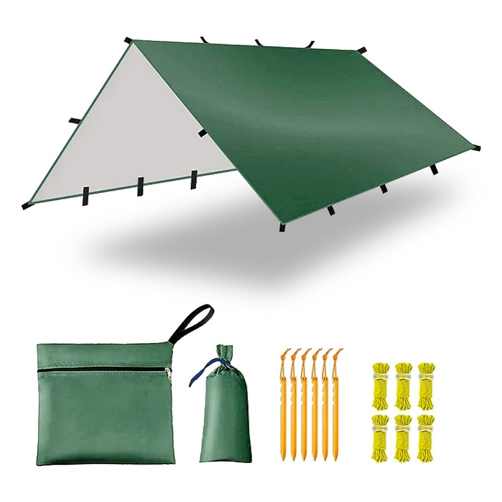 3X4m Large Waterproof Camping Tarp Tent (Forest Green)