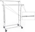 Metal Clothes Rack Stand on Wheels Heavy Duty Silver