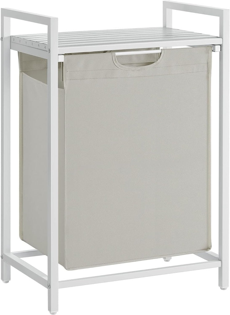 Laundry Hamper with Shelf and Pull-Out Bag 65L White