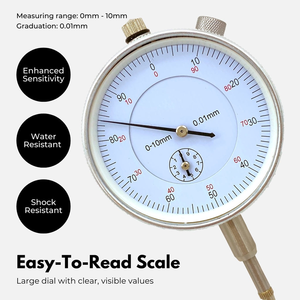 Magnetic Base Dial Indicator Gauge 0-10mm 60kg with 22 Indicator Point Set