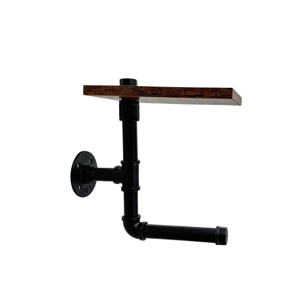 Adjustable Industrial Pipe Toilet Paper Roll Holder with Phone Shelf