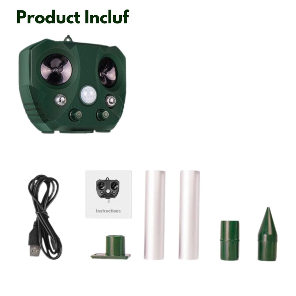 Solar Ultrasonic Animal and Pets Repeller (Green)