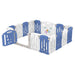 Foldable Baby Playpen with 16 Panels (White Blue)