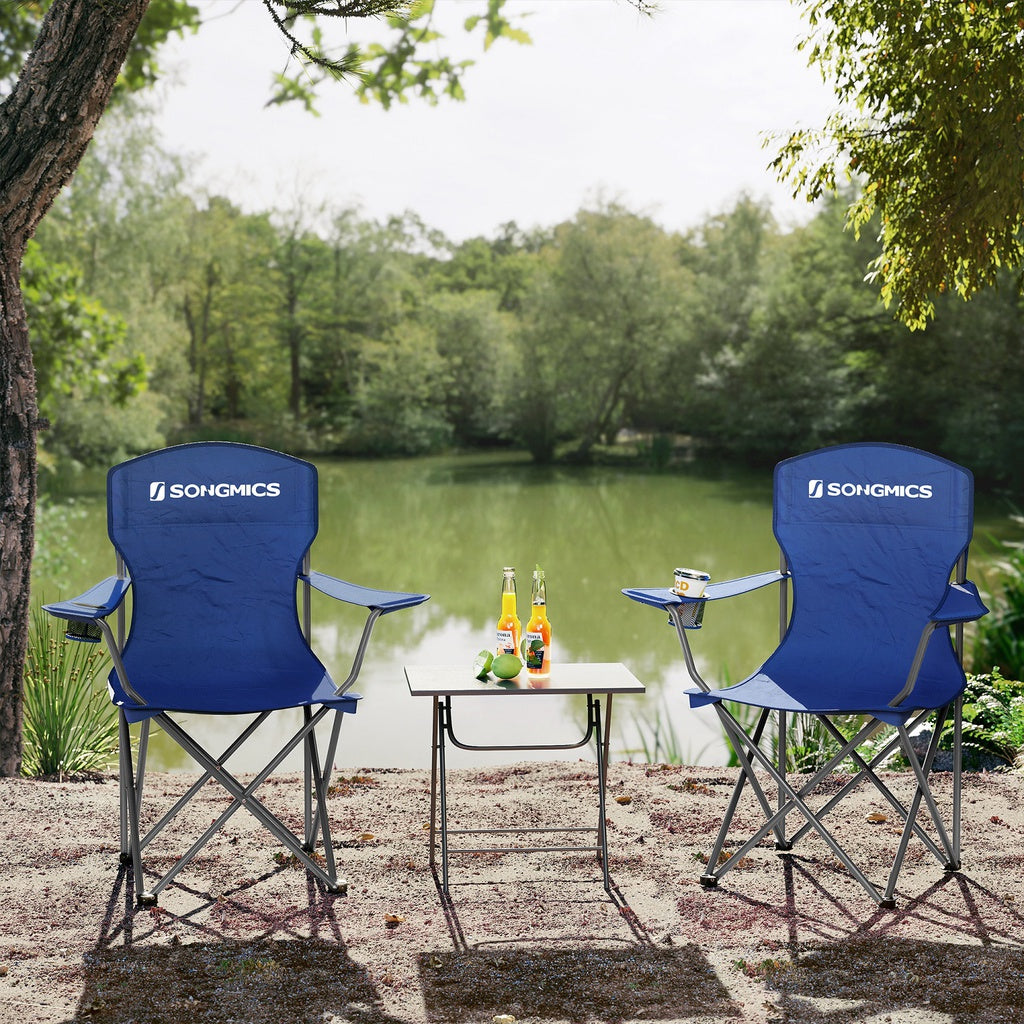 Set of 2 Folding Camping Outdoor Chairs Blue