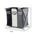 135L Foldable Laundry Cloth Hamper with 3 Sections White + Grey + Black