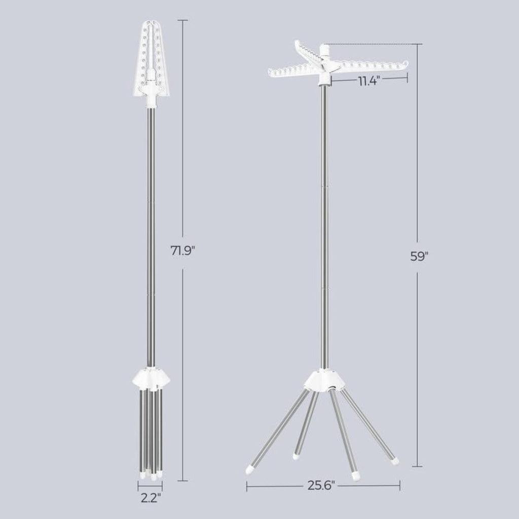 1-Tier Clothes Drying Rack for 27 Pieces of Clothes with 3 Rotatable Arms White and Silver