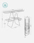 Foldable 2-Level Large Clothes Drying Rack with Adjustable Wings 33 Drying Rails and Clips Silver and White