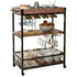 3 Tiers Kitchen Serving Wine Cart Trolley with Wine Rack (Walnut) EK-STWR-100-YXH