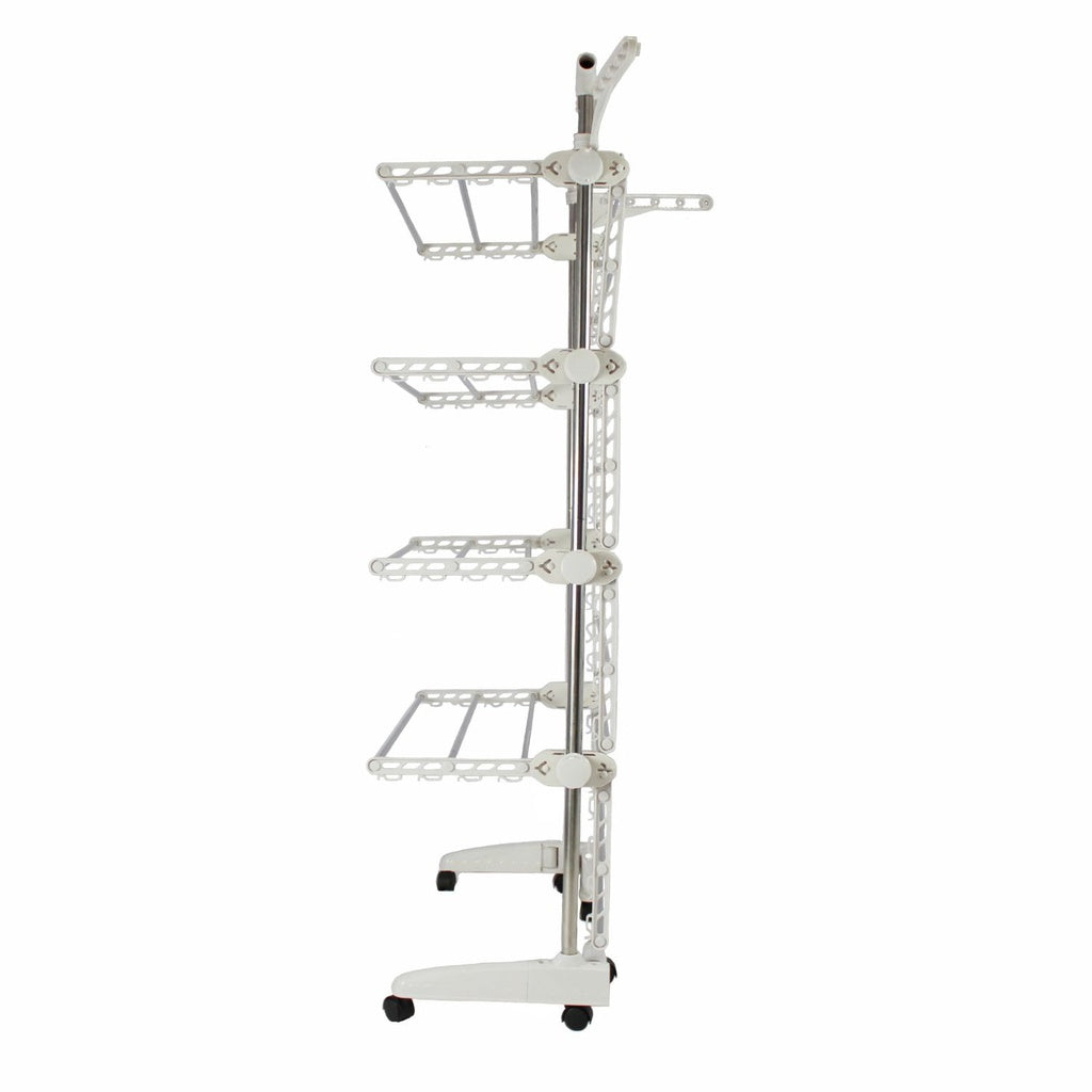 Laundry Drying Rack 4 Tier, Adjustable and Foldable Clothing Rack,  White