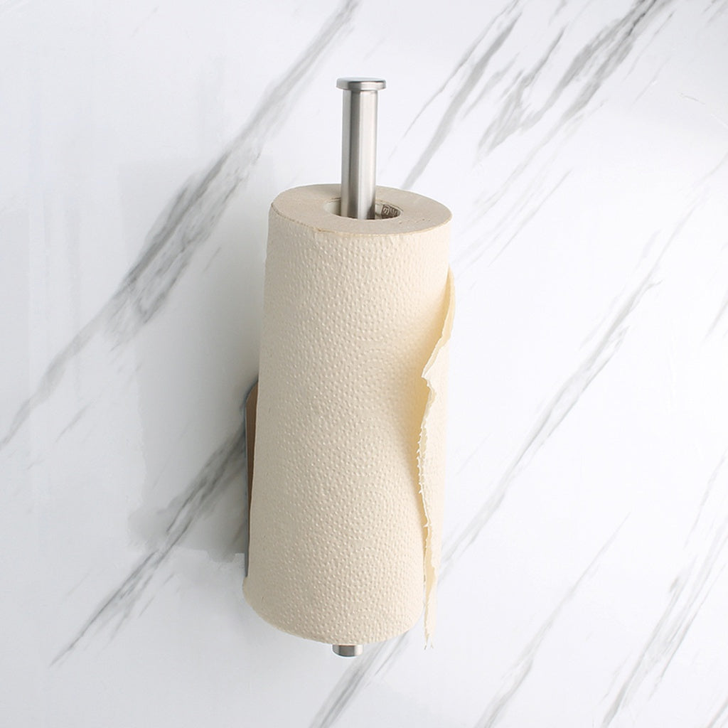 Self Adhesive or Drilling Paper Towel Holder Wall Mount (Silver)