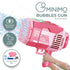 132 Holes Rechargeable Bubbles Machine Gun for Kids (Pink)