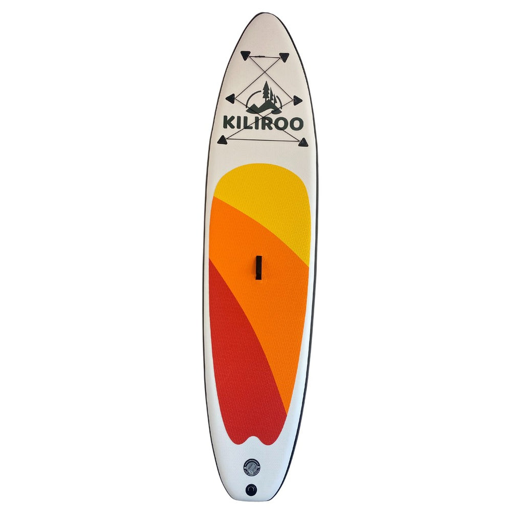 Inflatable Stand Up Paddle Board Balanced SUP Portable Ultralight, 10.5 x 2.5 x 0.5 ft, with EVA Anti-Slip Pad Yellow, Orange & Red