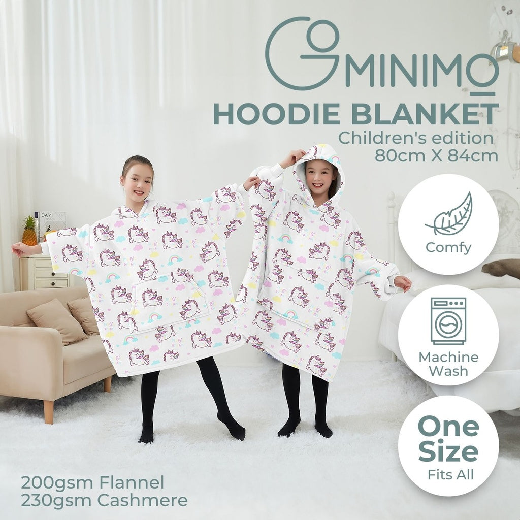 GOMINIMO Hoodie Blanket (Kids Unicorn white)