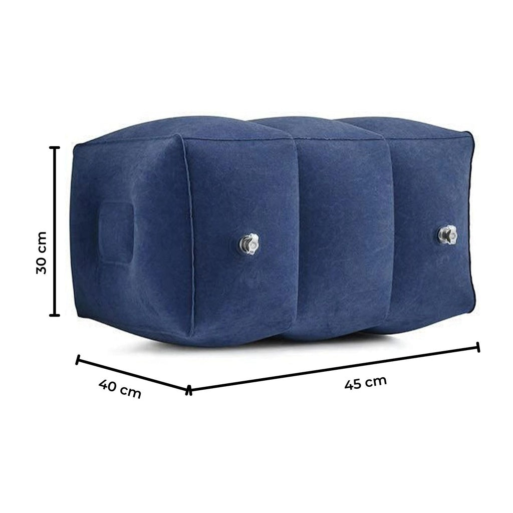 Inflatable Travel Foot Rest Pillow with Adjustable Three Layers Height (Navy Blue)